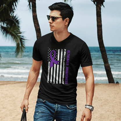 Alzheimer Awareness American Flag 2320