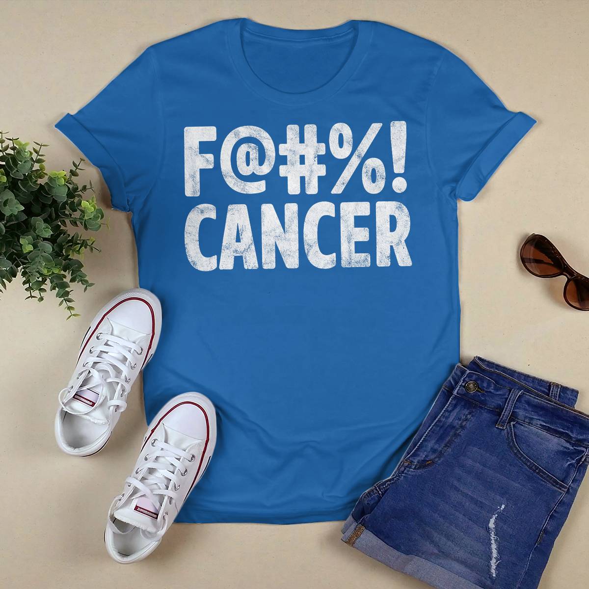 Fuck Cancer Breast Cancer Awareness Gift Distressed F@! Brc2344