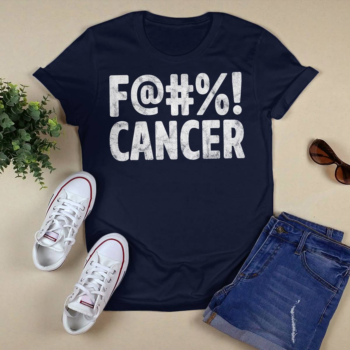 Fuck Cancer Breast Cancer Awareness Gift Distressed F@! Brc2344