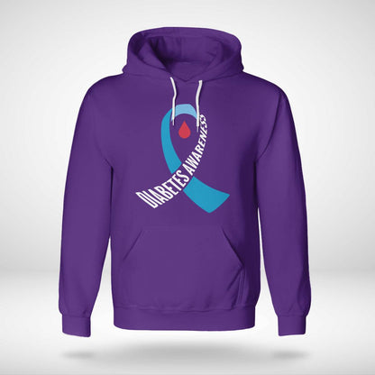 Diabetes Awareness Month Blue Love Ribbon Support T1D T2D Dab2345