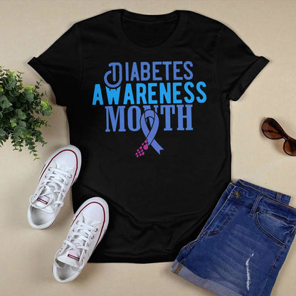 Diabetes Awareness Month Blue Love Ribbon Support T1D T2D Dab2345