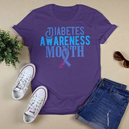Diabetes Awareness Month Blue Love Ribbon Support T1D T2D Dab2345