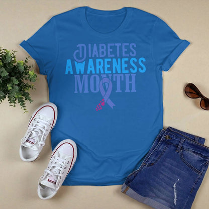 Diabetes Awareness Month Blue Love Ribbon Support T1D T2D Dab2345