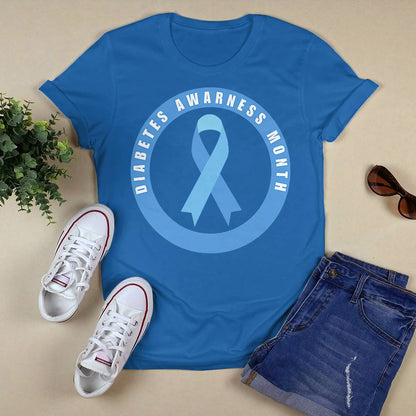Diabetes Awareness Month Blue Love Ribbon Support T1D T2D Dab2345