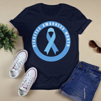 Diabetes Awareness Month Blue Love Ribbon Support T1D T2D Dab2345