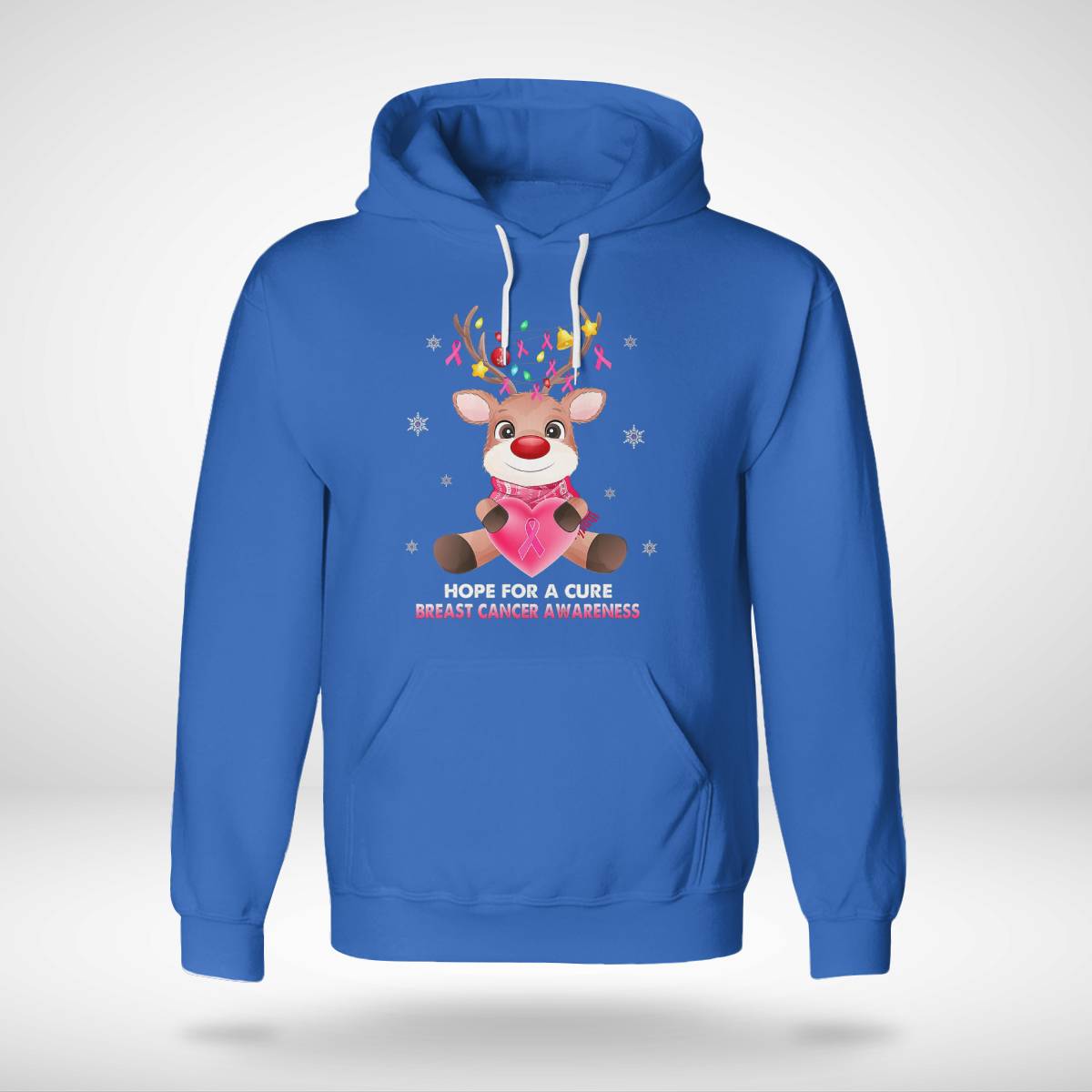 Breast Cancer Christmas Reindeer Pink Ribbon Xmas Brc2345