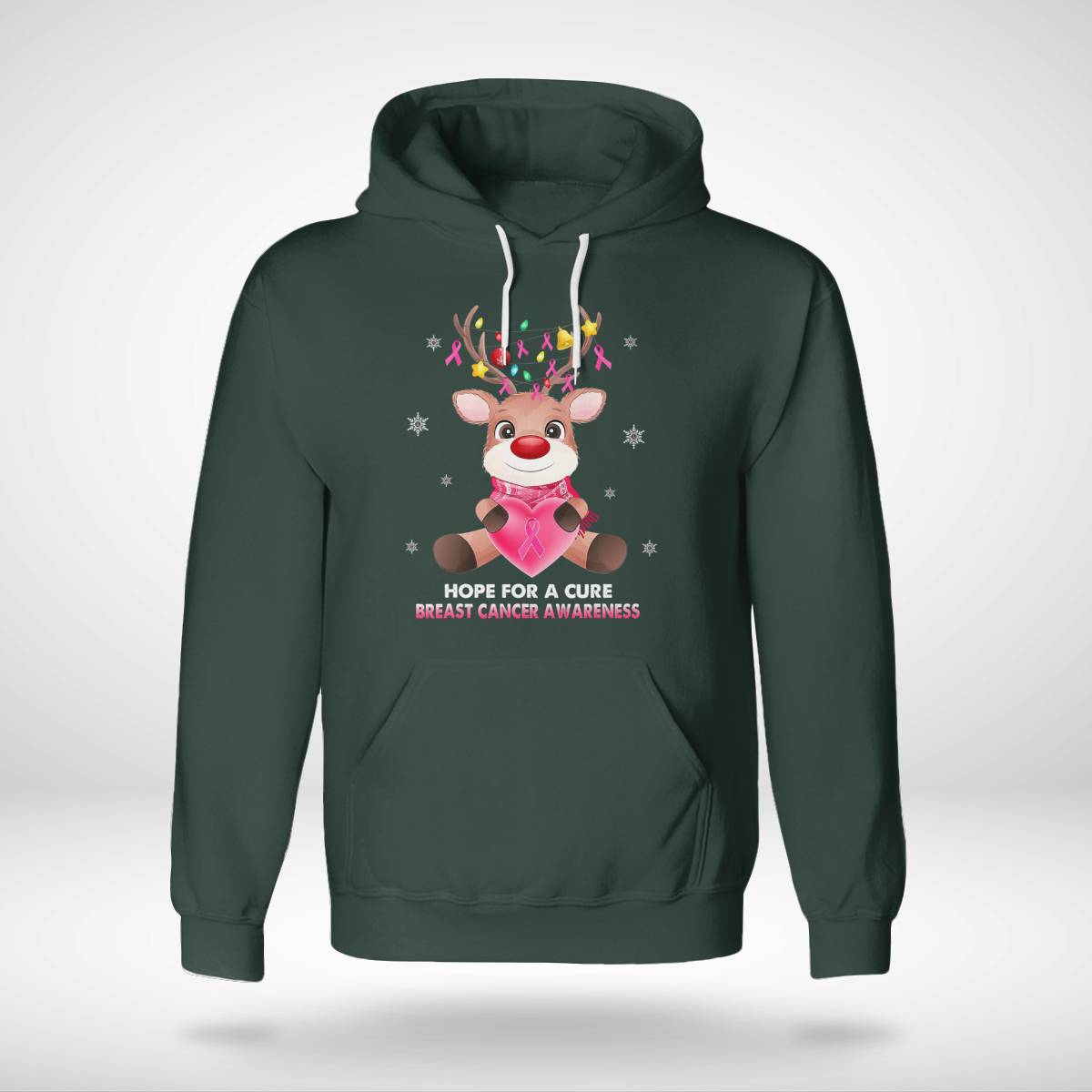 Breast Cancer Christmas Reindeer Pink Ribbon Xmas Brc2345