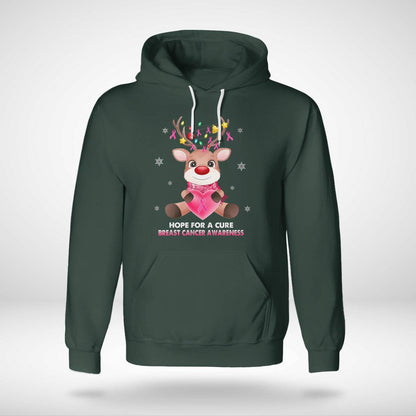 Breast Cancer Christmas Reindeer Pink Ribbon Xmas Brc2345