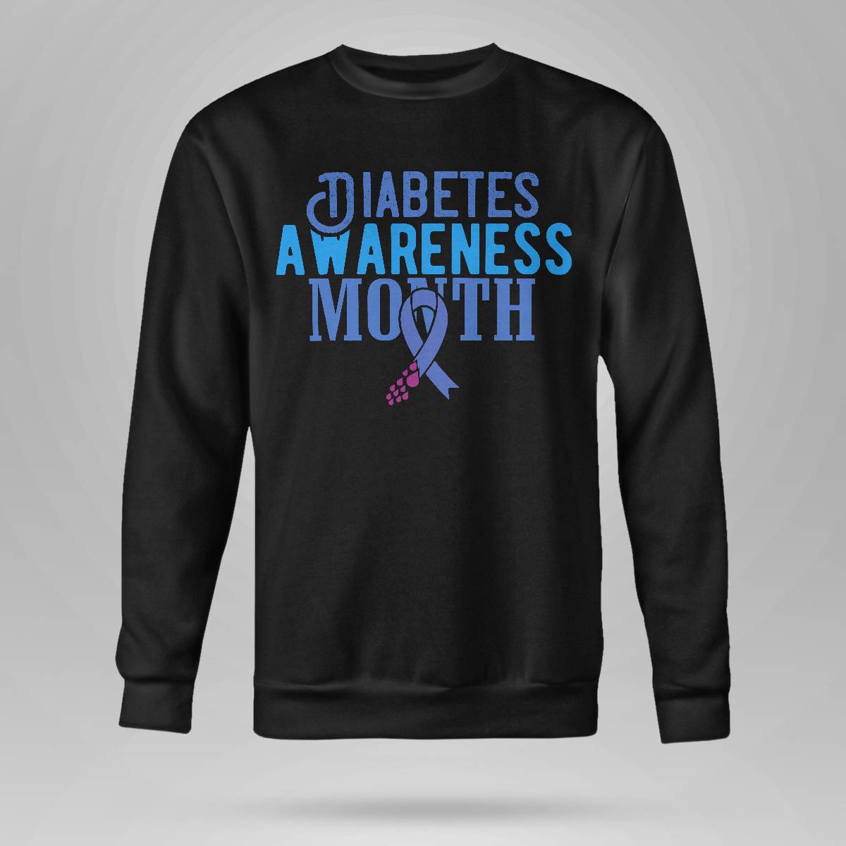Diabetes Awareness Month Blue Love Ribbon Support T1D T2D Dab2345