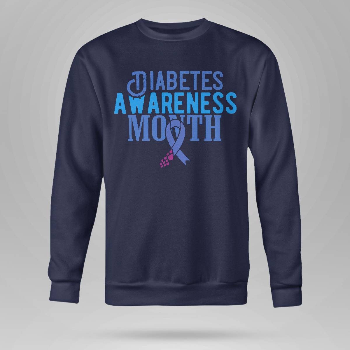 Diabetes Awareness Month Blue Love Ribbon Support T1D T2D Dab2345