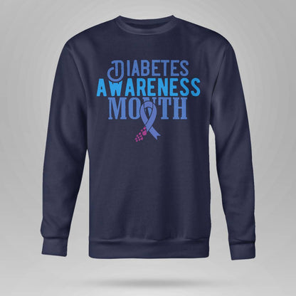Diabetes Awareness Month Blue Love Ribbon Support T1D T2D Dab2345