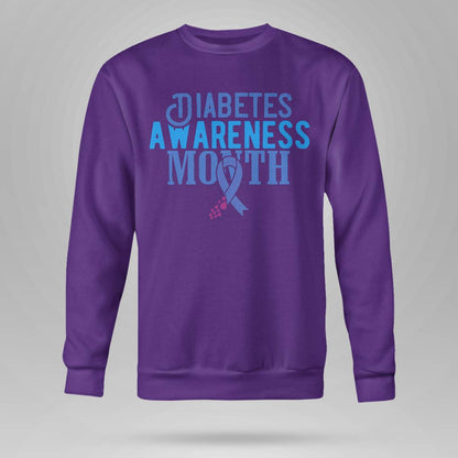 Diabetes Awareness Month Blue Love Ribbon Support T1D T2D Dab2345
