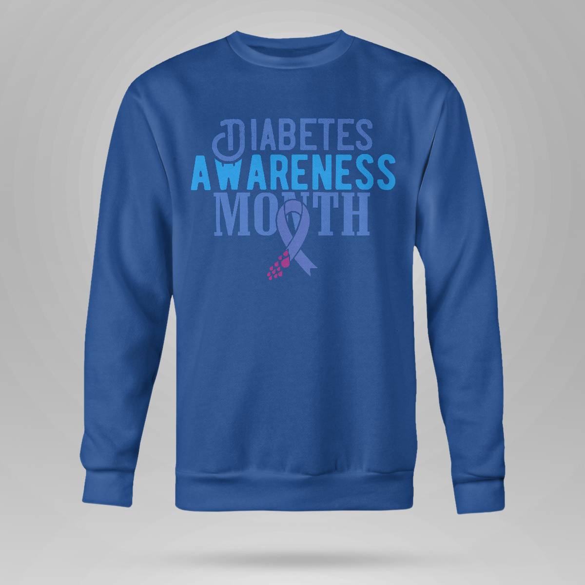 Diabetes Awareness Month Blue Love Ribbon Support T1D T2D Dab2345