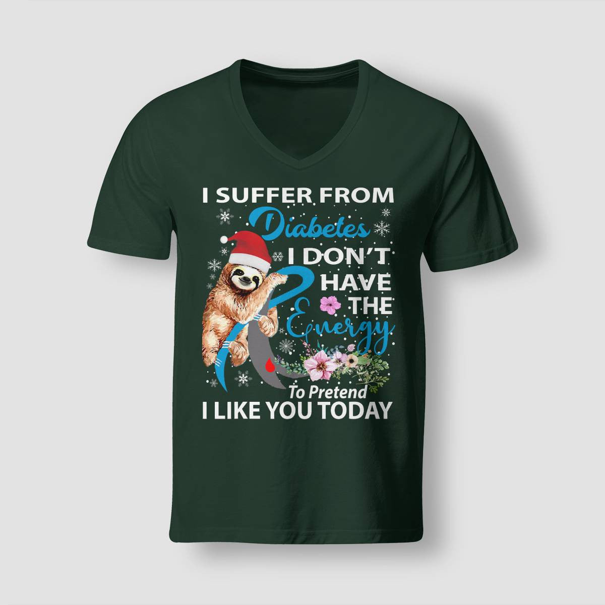 Diabetes Sloth Christmas Awareness Dab2345