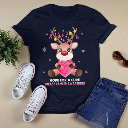 Breast Cancer Christmas Reindeer Pink Ribbon Xmas Brc2345