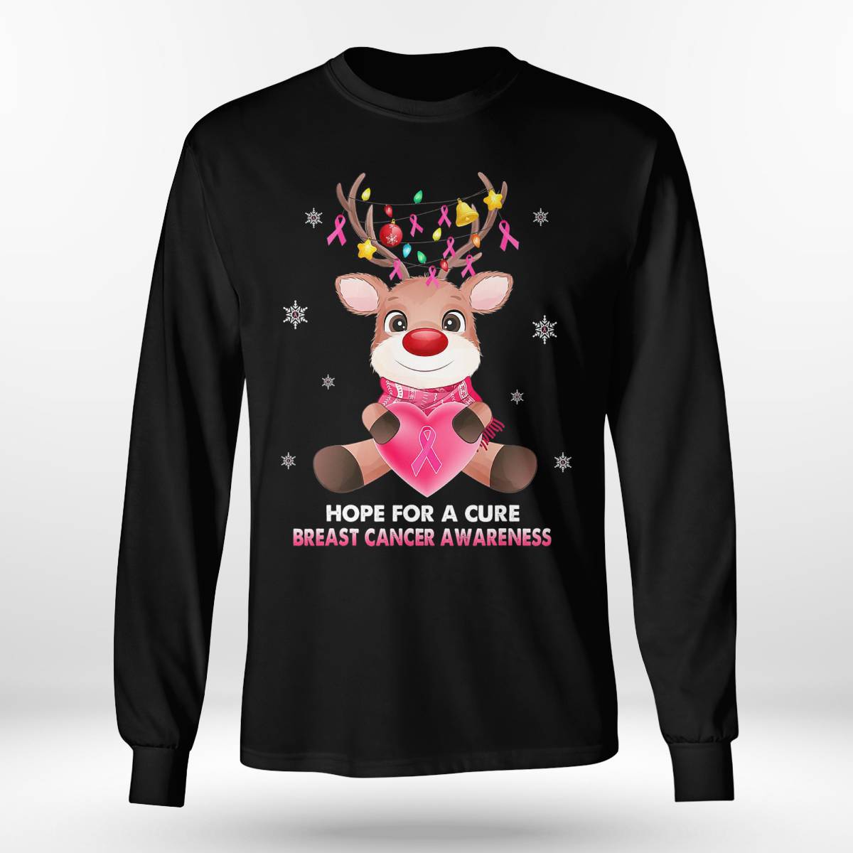 Breast Cancer Christmas Reindeer Pink Ribbon Xmas Brc2345