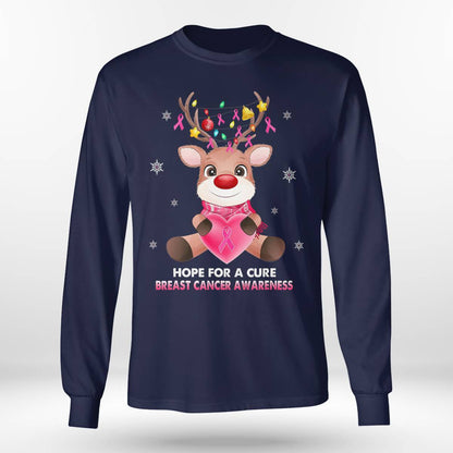 Breast Cancer Christmas Reindeer Pink Ribbon Xmas Brc2345