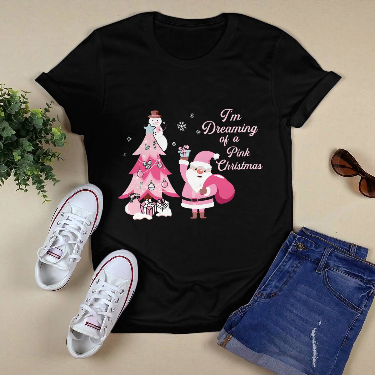 I Am Dreaming Of A Xmas with Pink Santa Christmas Brc2345