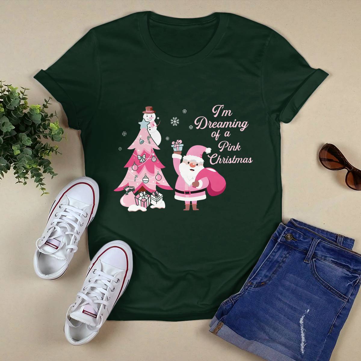 I Am Dreaming Of A Xmas with Pink Santa Christmas Brc2345