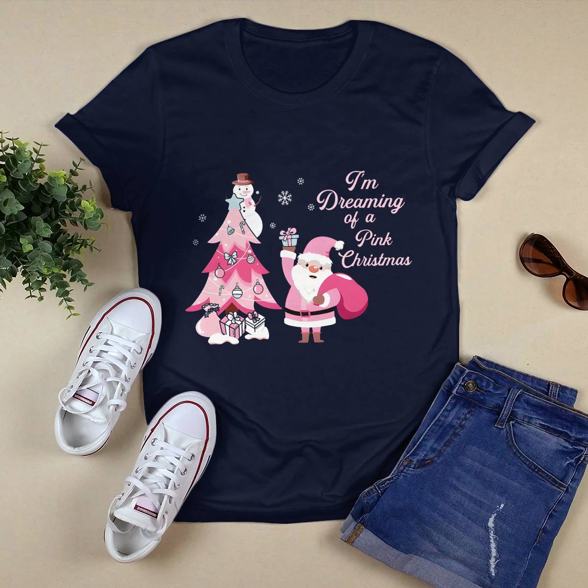 I Am Dreaming Of A Xmas with Pink Santa Christmas Brc2345