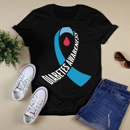 Diabetes Awareness Month Blue Love Ribbon Support T1D T2D Dab2345