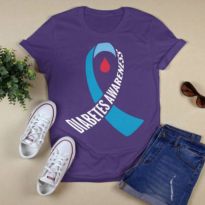 Diabetes Awareness Month Blue Love Ribbon Support T1D T2D Dab2345