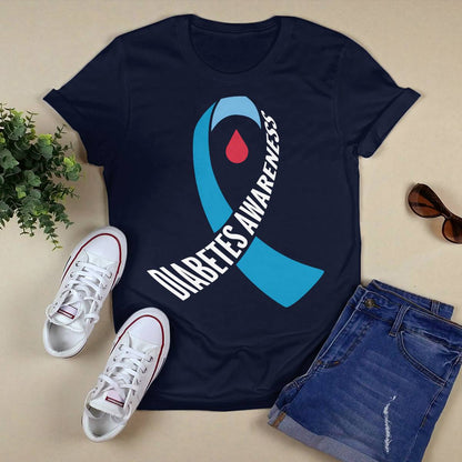 Diabetes Awareness Month Blue Love Ribbon Support T1D T2D Dab2345