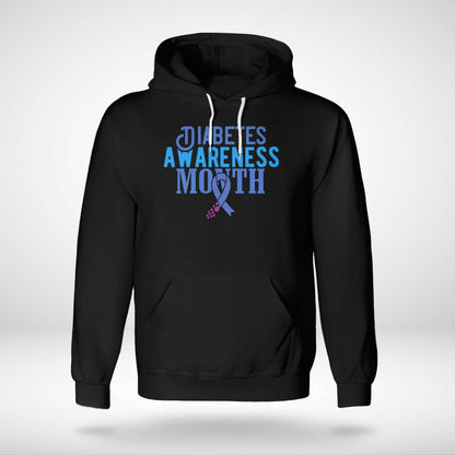 Diabetes Awareness Month Blue Love Ribbon Support T1D T2D Dab2345
