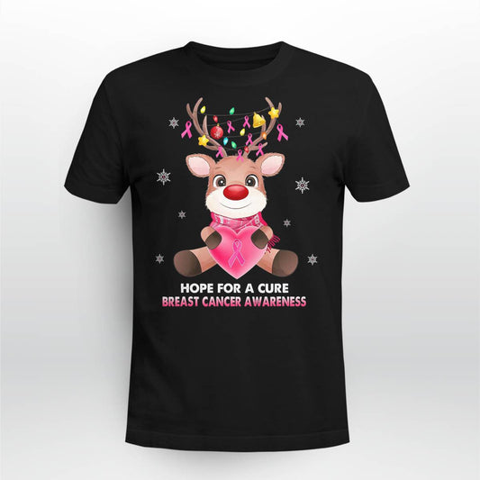 Breast Cancer Christmas Reindeer Pink Ribbon Xmas Brc2345