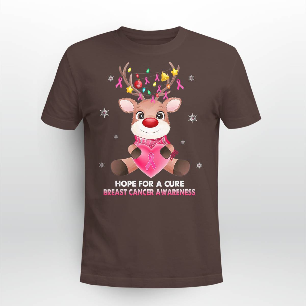 Breast Cancer Christmas Reindeer Pink Ribbon Xmas Brc2345