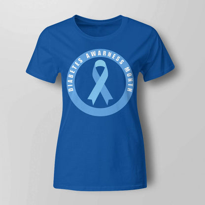 Diabetes Awareness Month Blue Love Ribbon Support T1D T2D Dab2345