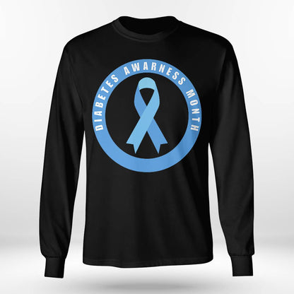 Diabetes Awareness Month Blue Love Ribbon Support T1D T2D Dab2345