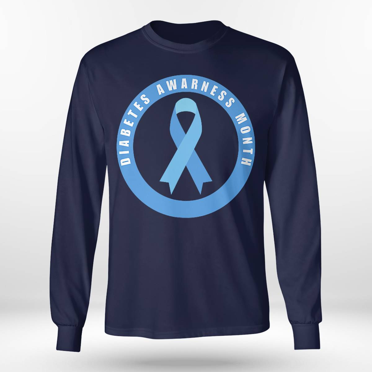 Diabetes Awareness Month Blue Love Ribbon Support T1D T2D Dab2345