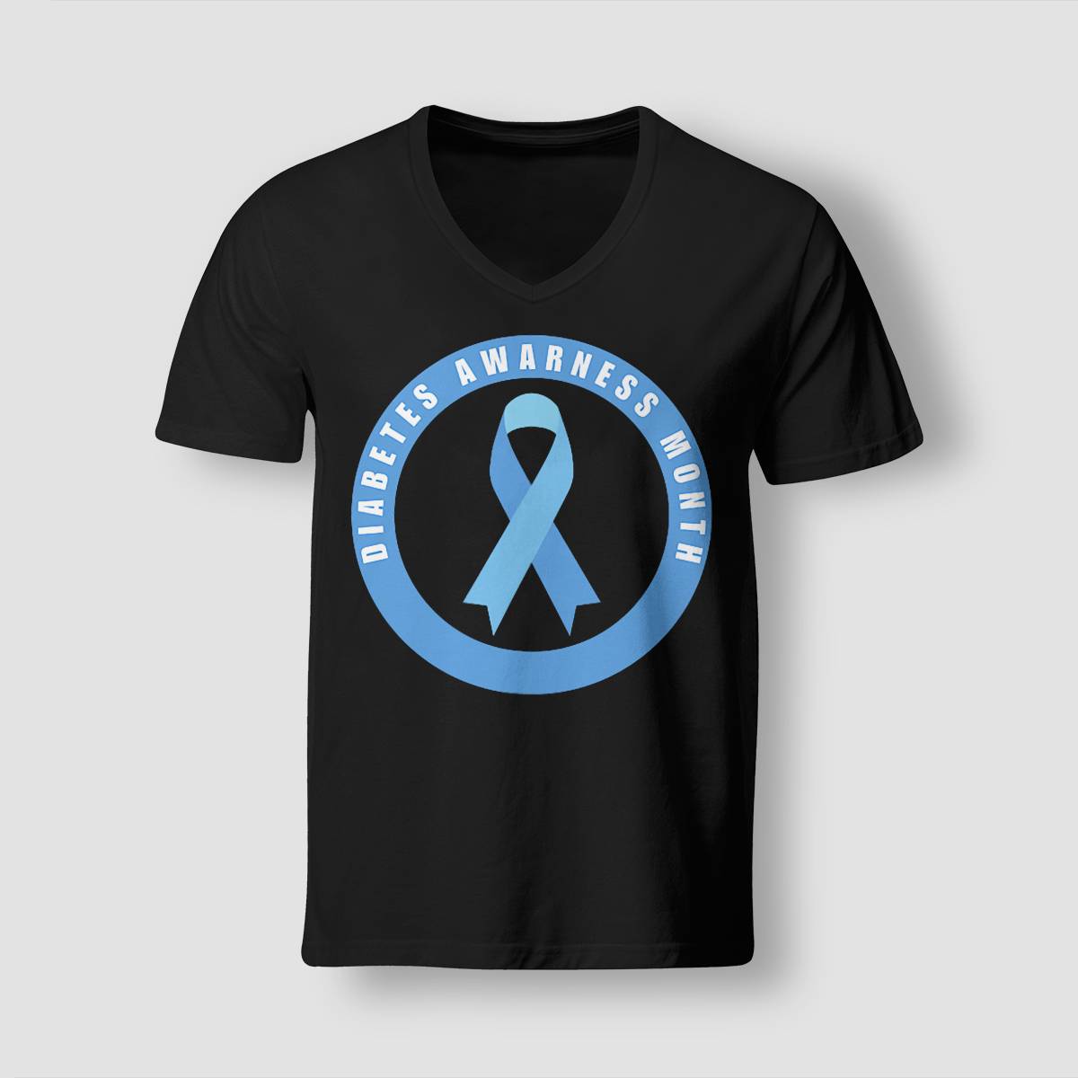 Diabetes Awareness Month Blue Love Ribbon Support T1D T2D Dab2345