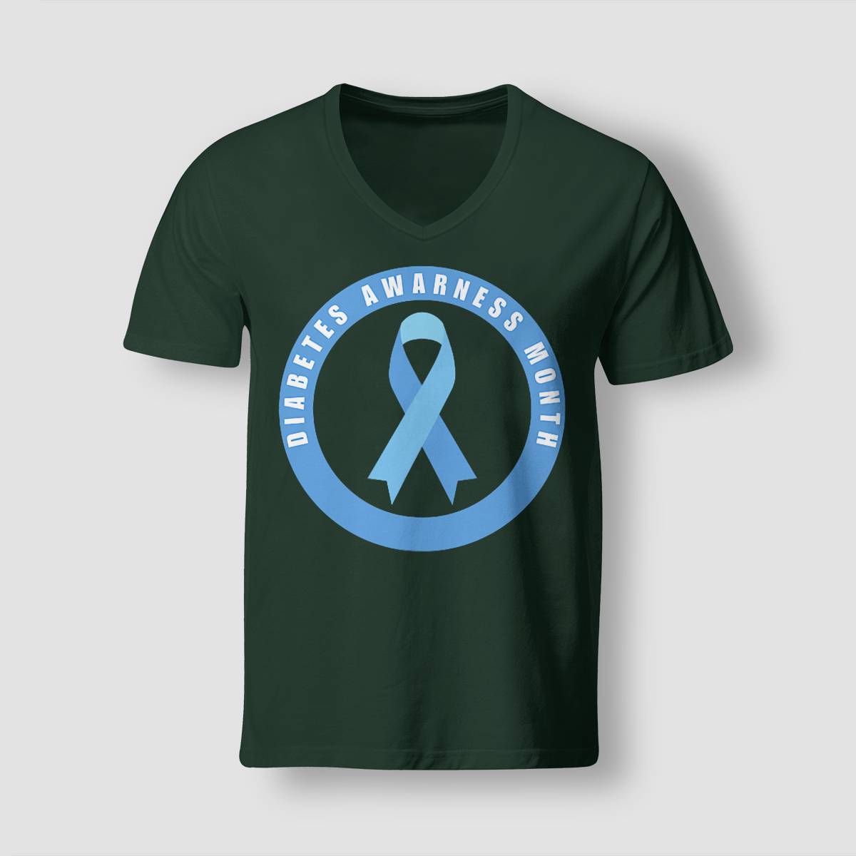 Diabetes Awareness Month Blue Love Ribbon Support T1D T2D Dab2345