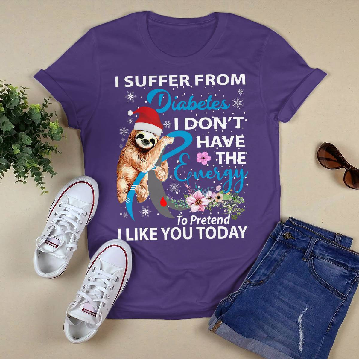 Diabetes Sloth Christmas Awareness Dab2345