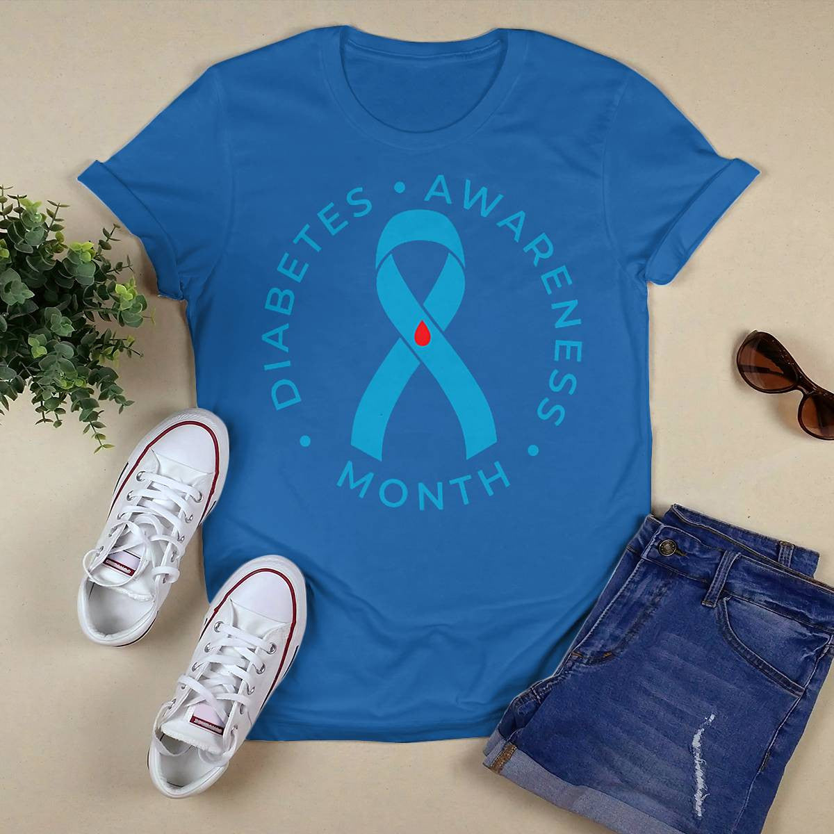 Diabetes Awareness Ribbon Type 1 One Two 2 T1D Dab2345
