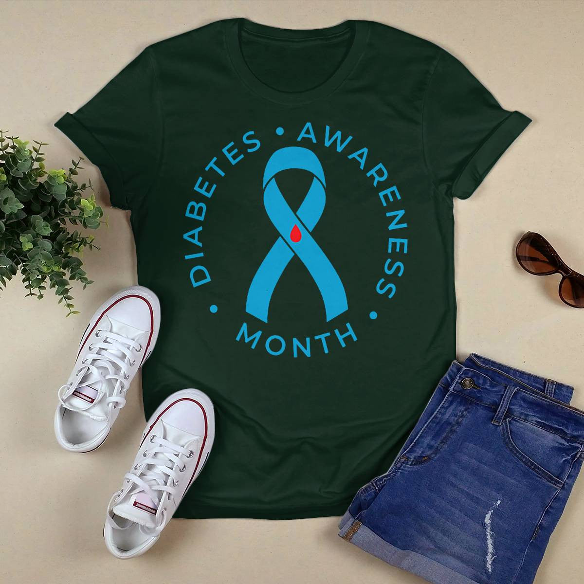 Diabetes Awareness Ribbon Type 1 One Two 2 T1D Dab2345