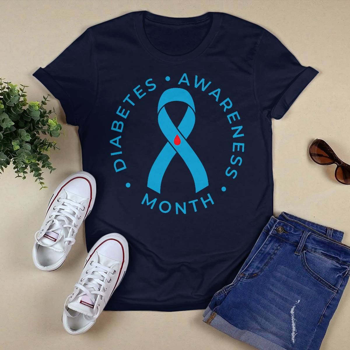 Diabetes Awareness Ribbon Type 1 One Two 2 T1D Dab2345