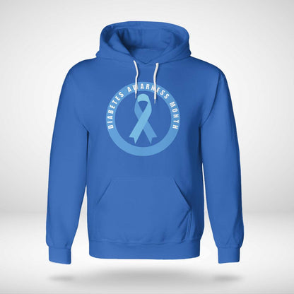 Diabetes Awareness Month Blue Love Ribbon Support T1D T2D Dab2345