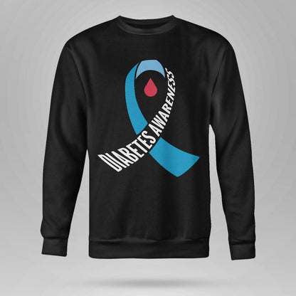 Diabetes Awareness Month Blue Love Ribbon Support T1D T2D Dab2345