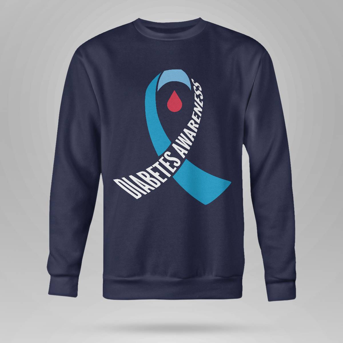 Diabetes Awareness Month Blue Love Ribbon Support T1D T2D Dab2345