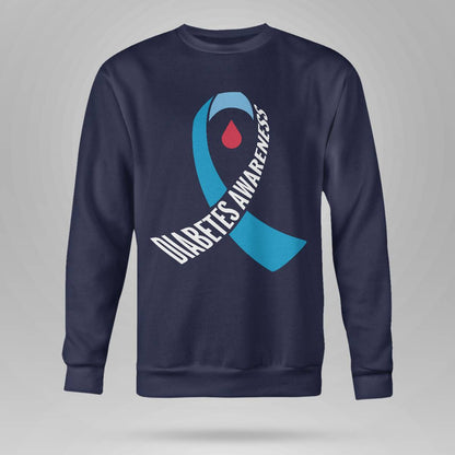 Diabetes Awareness Month Blue Love Ribbon Support T1D T2D Dab2345