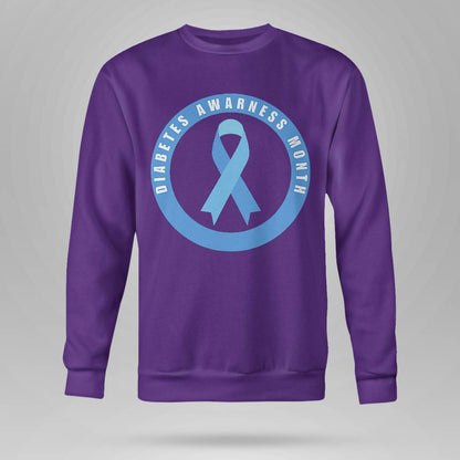 Diabetes Awareness Month Blue Love Ribbon Support T1D T2D Dab2345