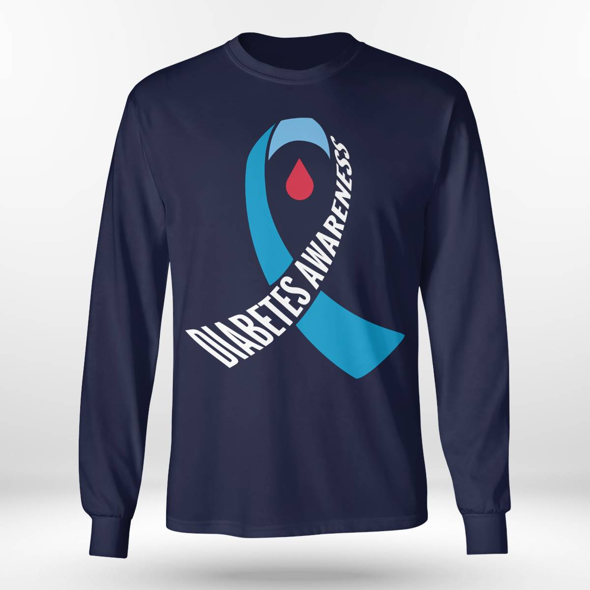 Diabetes Awareness Month Blue Love Ribbon Support T1D T2D Dab2345