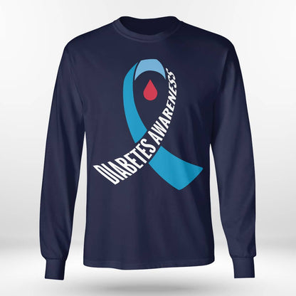 Diabetes Awareness Month Blue Love Ribbon Support T1D T2D Dab2345