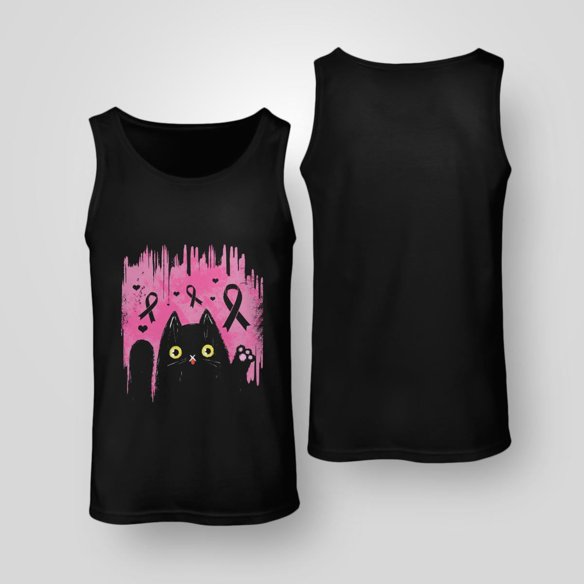 Black Cat Gift For Breast Cancer Warriorr