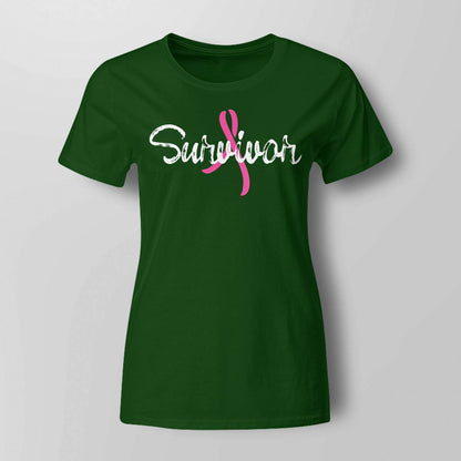 Womens Breast Cancer Awareness Survivor Pink Ribbon Gift V-Neck Brc2344