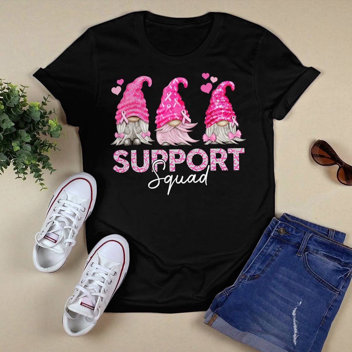 Funny Gnomies Support Squad Breast Cancer Awareness Month Brc2344