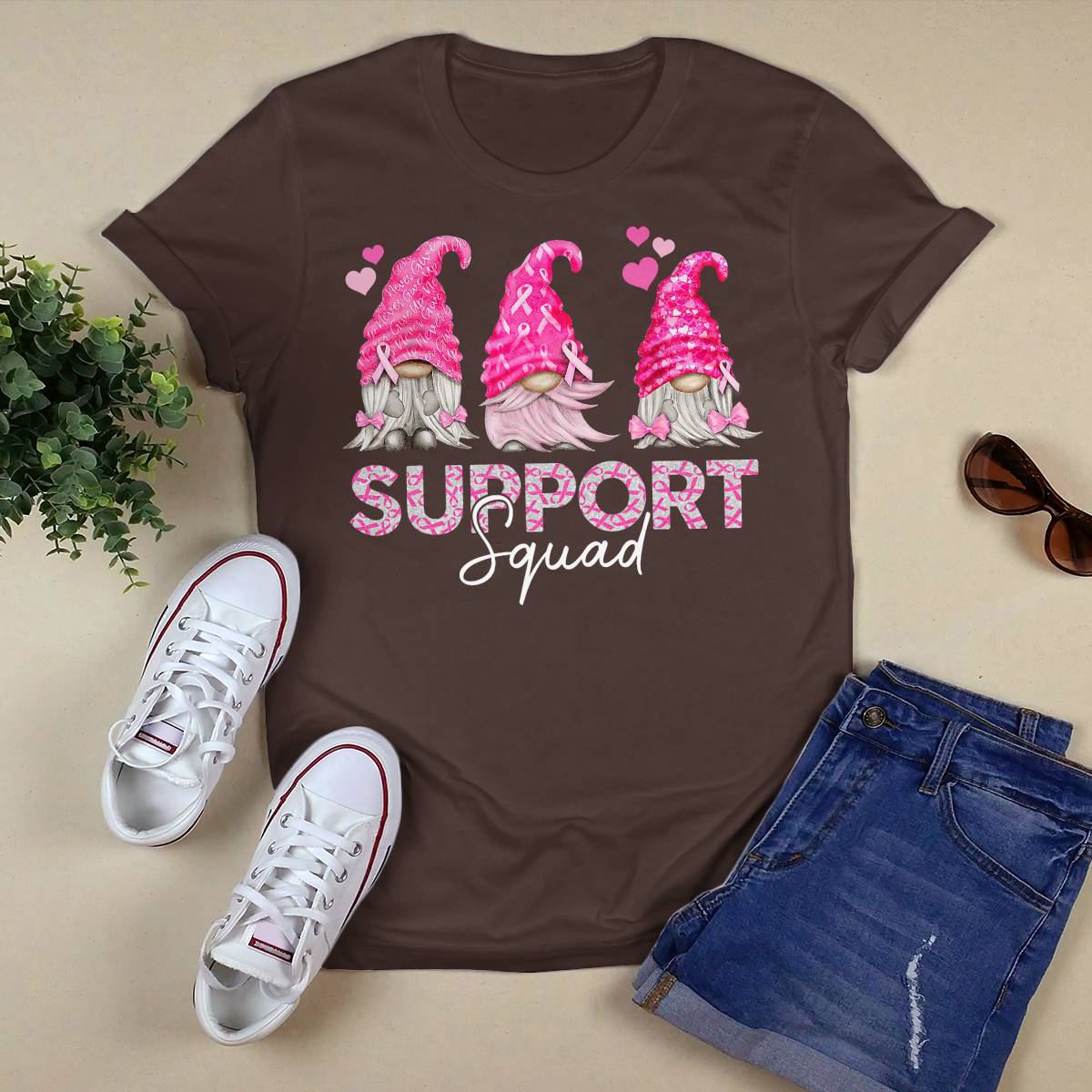 Funny Gnomies Support Squad Breast Cancer Awareness Month Brc2344